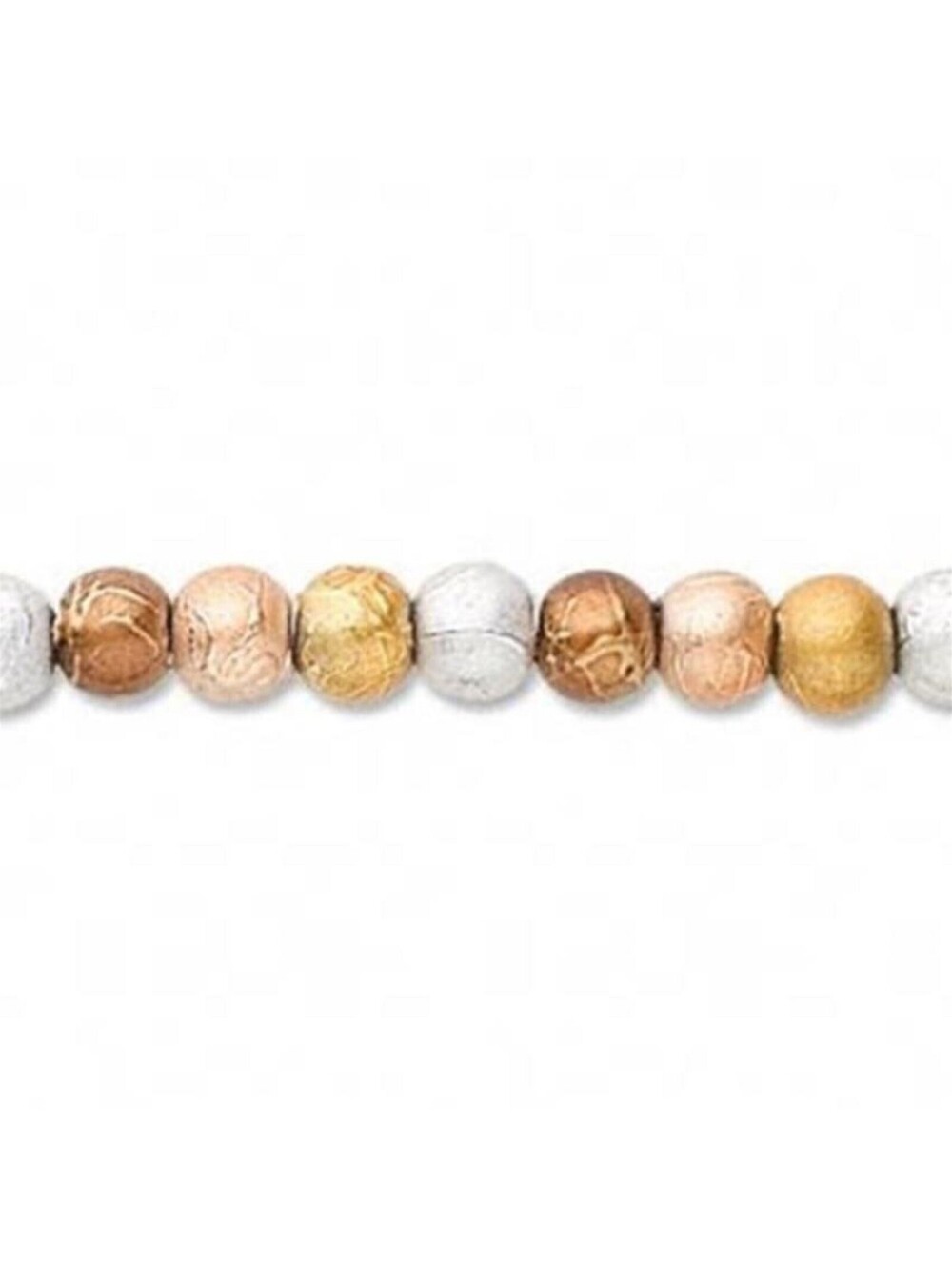 Metallic Bronze Silver Copper Gold Drizzle 6mm Round Glass Beads 10 pcs